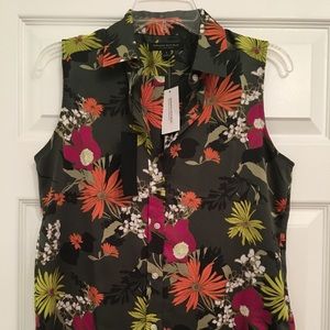 Banana Republic Collared Floral Sleeveless Blouse